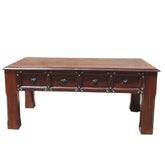 Boston Rustic Handcrafted Solid Wood Coffee Table W Iron Accents Brown